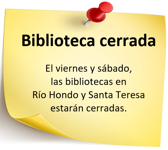 Aviso, biblioteca cerrada.