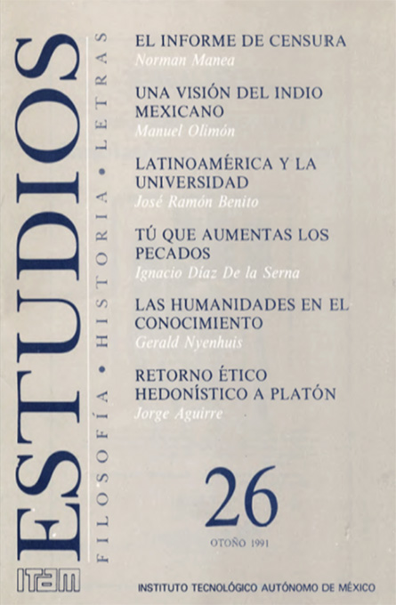 Portada de la revista estudios 26, otoño 1991