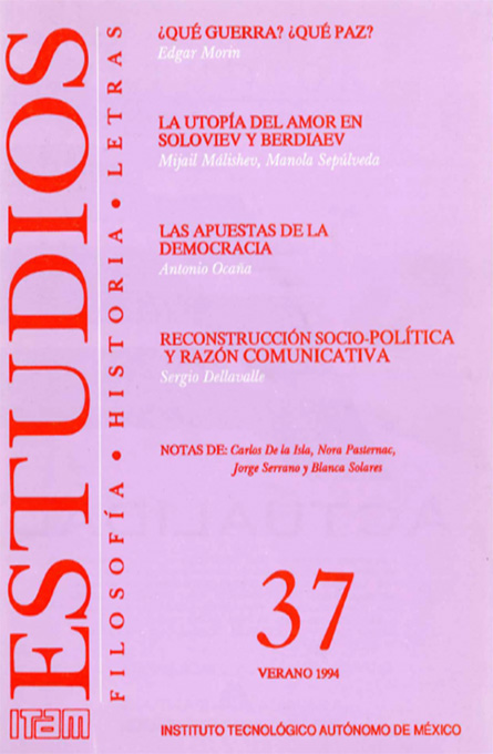 Portada de la revista estudios 37, verano 1994